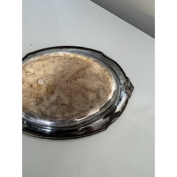 Silver Rose Engraved And Patterned Tray 12" - Picture 8 of 10